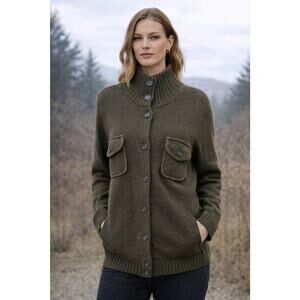 Lauren Ralph Lauren Womens XL Brown Shawl Collar Cotton Cardigan